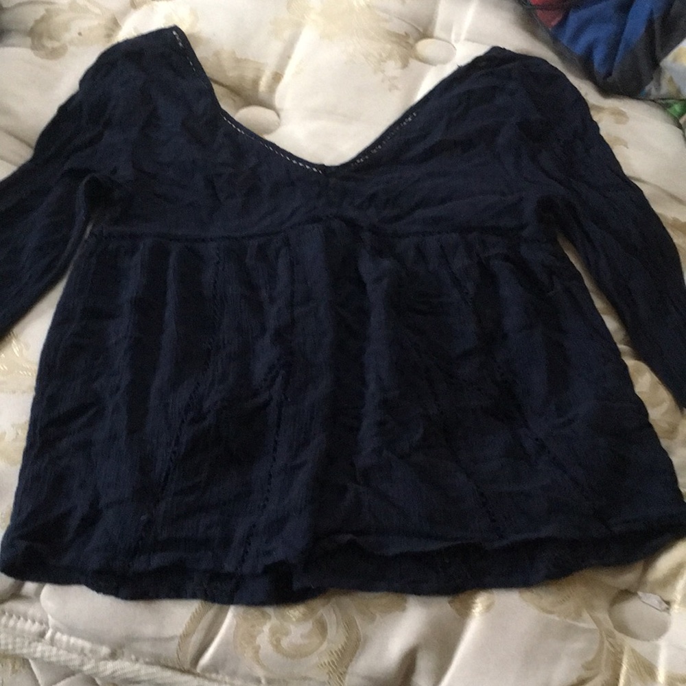 Navy blue flowy boho hippie festival shirt
